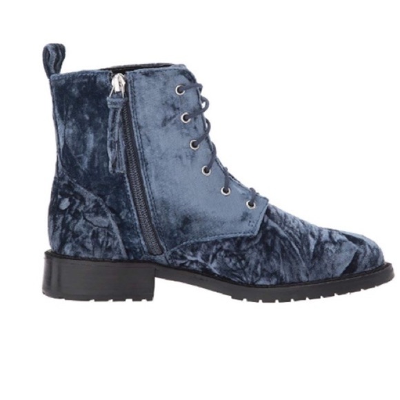SOLD Rebecca Minkoff Blue Velvet Combat Boots - Picture 5 of 12